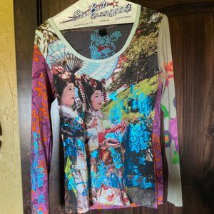 Desigual Long Sleeve shirt with foil accents - Size Small
